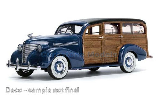Modelauto 1:18 | Sunstar 6178 | Chevrolet Woody Surf Wagon Dark Blue 1939