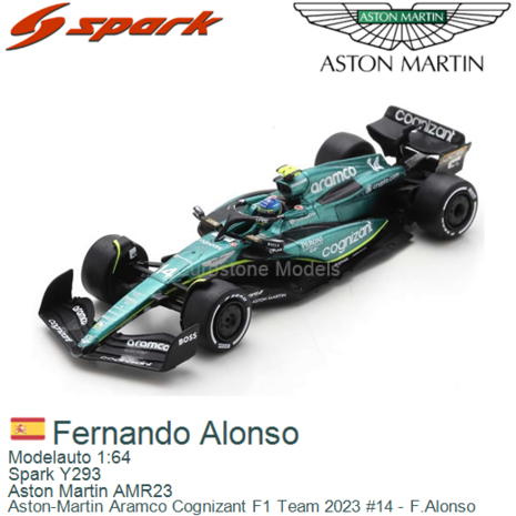 Modelauto 1:64 | Spark Y293 | Aston Martin AMR23 | Aston-Martin Aramco Cognizant F1 Team 2023 #14 - F.Alonso