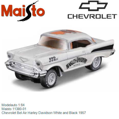 Modelauto 1:64 | Maisto 11380-01 | Chevrolet Bel Air Harley Davidson White and Black 1957