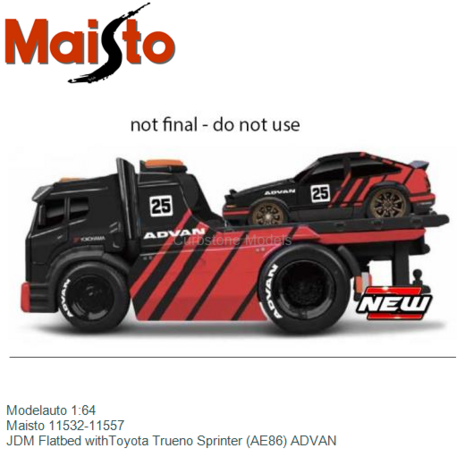 Modelauto 1:64 | Maisto 11532-11557 | JDM Flatbed withToyota Trueno Sprinter (AE86) ADVAN