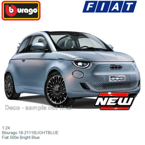 1:24 | Bburago 18-21110LIGHTBLUE | Fiat 500e Bright Blue