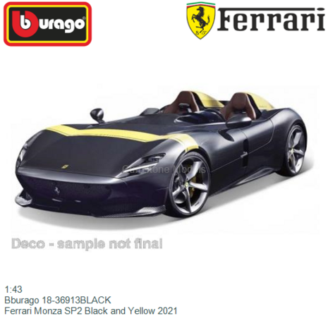 1:43 | Bburago 18-36913BLACK | Ferrari Monza SP2 Black and Yellow 2021