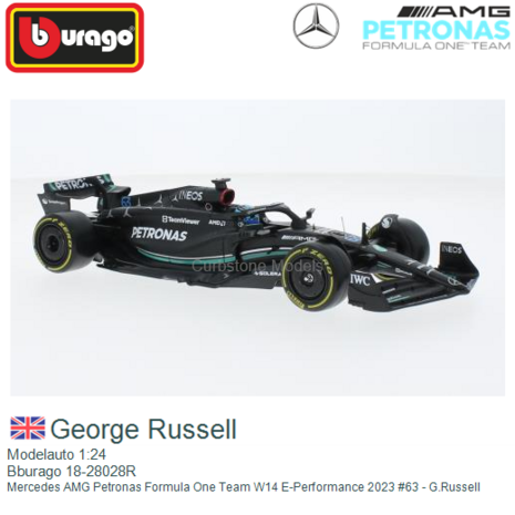 Modelauto 1:24 | Bburago 18-28028R | Mercedes AMG Petronas Formula One Team W14 E-Performance 2023 #63 - G.Russell