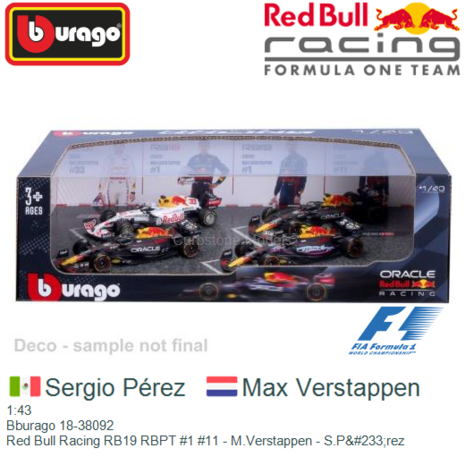 1:43 | Bburago 18-38092 | Red Bull Racing RB19 RBPT #1 #11 - M.Verstappen - S.P&#233;rez