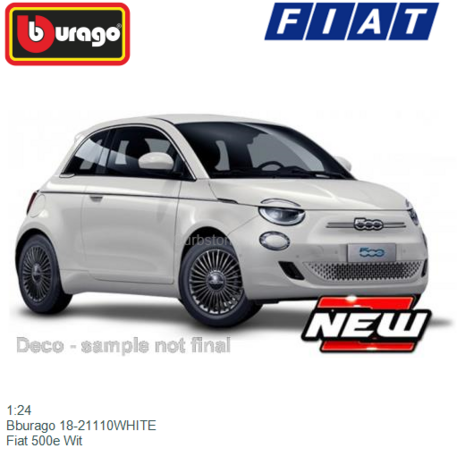 1:24 | Bburago 18-21110WHITE | Fiat 500e Wit