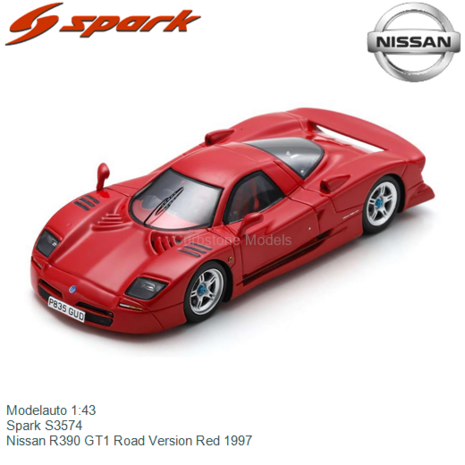 Modelauto 1:43 | Spark S3574 | Nissan R390 GT1 Road Version Red 1997