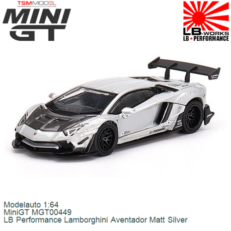 Modelauto 1:64 | MiniGT MGT00449 | LB Performance Lamborghini Aventador Matt Silver