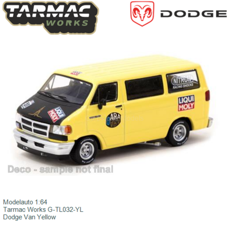 Modelauto 1:64 | Tarmac Works G-TL032-YL | Dodge Van Yellow