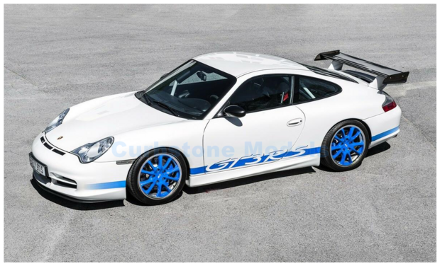 Modelauto 1:18 | Minichamps 155062021 | Porsche 911 GT3 RS (996) White / Blue Stripes 2002