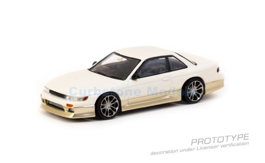Modelauto 1:64 | Tarmac Works G-025-WH | Nissan Silvia (S13) Vertex White and Gold