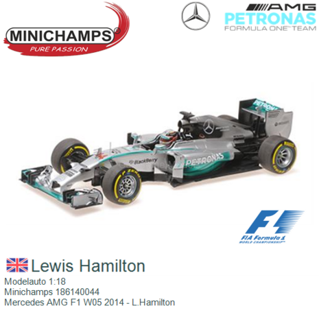 Modelauto 1:18 | Minichamps 186140044 | Mercedes AMG F1 W05 2014 - L.Hamilton