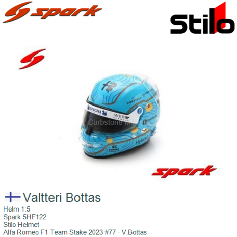 Helm 1:5 | Spark 5HF122 | Stilo Helmet | Alfa Romeo F1 Team Stake 2023 #77 - V.Bottas