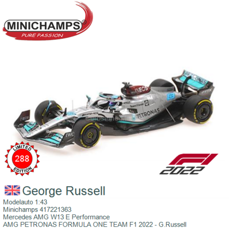 Modelauto 1:43 | Minichamps 417221363 | Mercedes AMG W13 E Performance | AMG PETRONAS FORMULA ONE TEAM F1 2022 - G.Russell