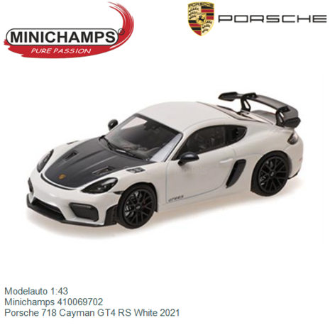 Modelauto 1:43 | Minichamps 410069702 | Porsche 718 Cayman GT4 RS White 2021