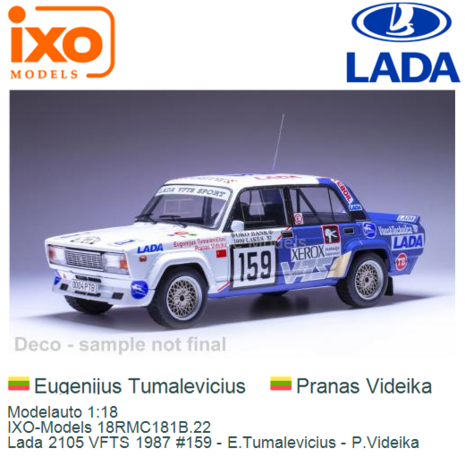 Modelauto 1:18 | IXO-Models 18RMC181B.22 | Lada 2105 VFTS 1987 #159 - E.Tumalevicius - P.Videika