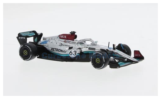 Modelauto 1:64 | Tarmac Works G-F044-GR3 | Mercedes AMG Petronas F1 Team W13 E-Performance 2022 #63