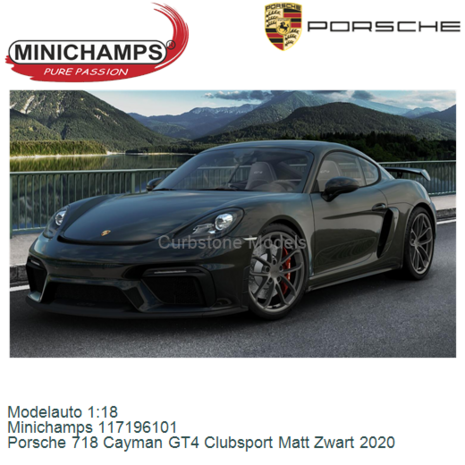 Modelauto 1:18 | Minichamps 117196101 | Porsche 718 Cayman GT4 Clubsport Matt Zwart 2020
