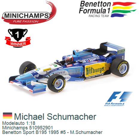 Modelauto 1:18 | Minichamps 510952901 | Benetton Sport B195 1995 #5 - M.Schumacher
