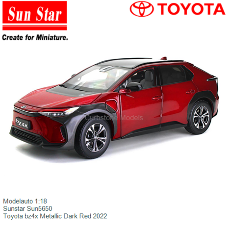Modelauto 1:18 | Sunstar Sun5650 | Toyota bz4x Metallic Dark Red 2022
