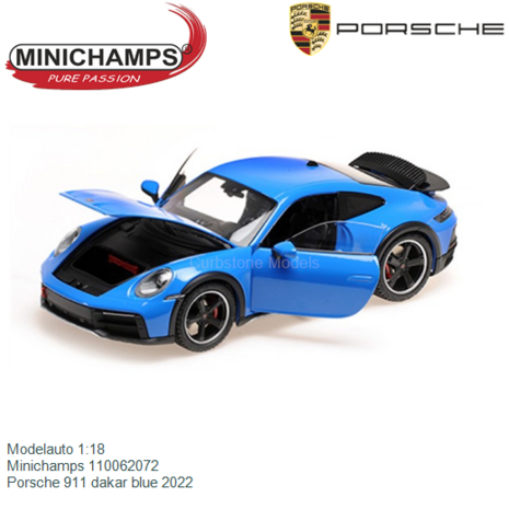 Modelauto 1:18 | Minichamps 110062072 | Porsche 911 dakar blue 2022