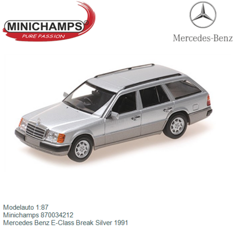 Modelauto 1:87 | Minichamps 870034212 | Mercedes Benz E-Class Break Silver 1991