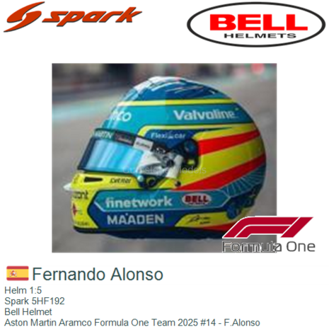 Helm 1:5 | Spark 5HF192 | Bell Helmet | Aston Martin Aramco Formula One Team 2025 #14 - F.Alonso
