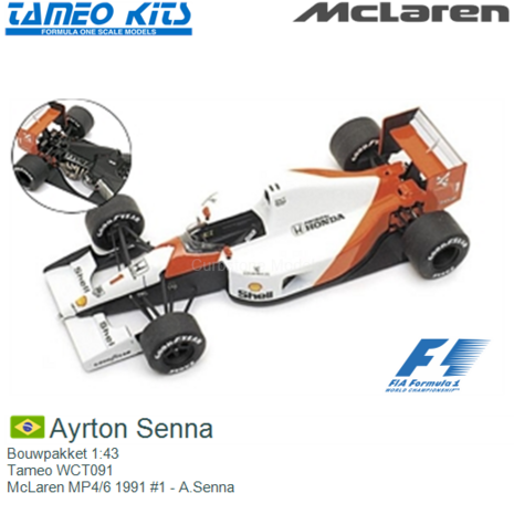 Bouwpakket 1:43 | Tameo WCT091 | McLaren MP4/6 1991 #1 - A.Senna