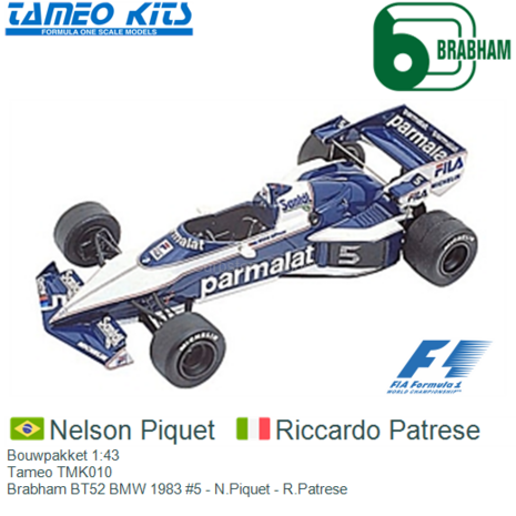 Bouwpakket 1:43 | Tameo TMK010 | Brabham BT52 BMW 1983 #5 - N.Piquet - R.Patrese