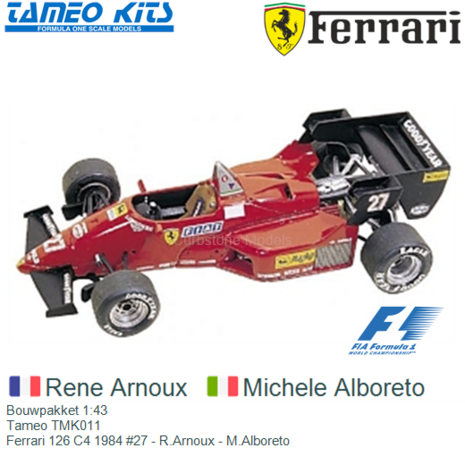Bouwpakket 1:43 | Tameo TMK011 | Ferrari 126 C4 1984 #27 - R.Arnoux - M.Alboreto