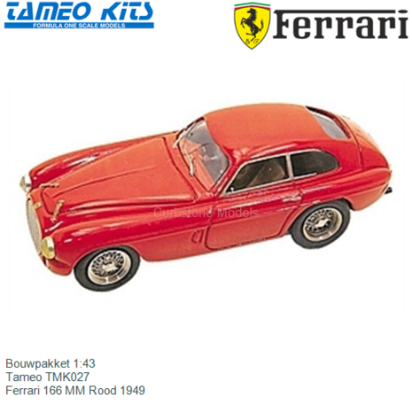 Bouwpakket 1:43 | Tameo TMK027 | Ferrari 166 MM Rood 1949