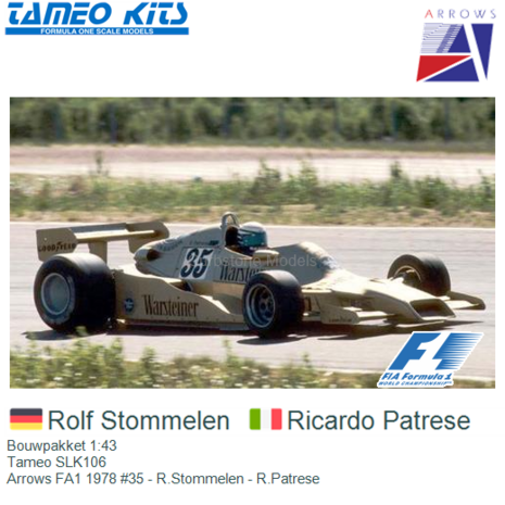 Bouwpakket 1:43 | Tameo SLK106 | Arrows FA1 1978 #35 - R.Stommelen - R.Patrese