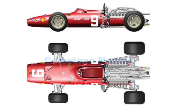 Bouwpakket 1:43 | Tameo SLK131 | Scuderia Ferrari 212 F1-68 1968 #9 - J.Ickx - A.De Adamich - C.Amon