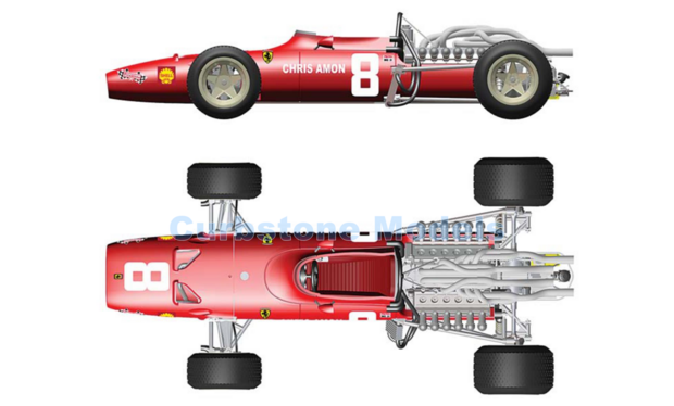 Bouwpakket 1:43 | Tameo SLK131 | Scuderia Ferrari 212 F1-68 1968 #9 - J.Ickx - A.De Adamich - C.Amon