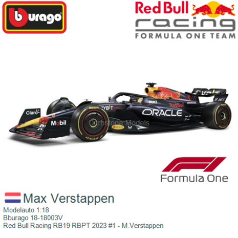 Modelauto 1:18 | Bburago 18-18003V | Red Bull Racing RB19 RBPT 2023 #1 - M.Verstappen