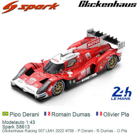 Modelauto 1:43 | Spark S8613 | Glickenhaus Racing 007 LMH 2022 #708 - P.Derani - R.Dumas - O.Pla