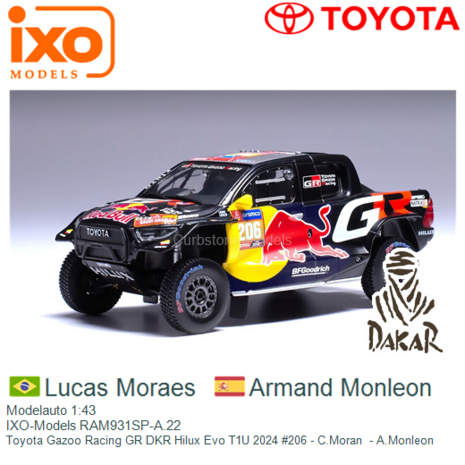 Modelauto 1:43 | IXO-Models RAM931SP-A.22 | Toyota Gazoo Racing GR DKR Hilux Evo T1U 2024 #206 - C.Moran  - A.Monleon 