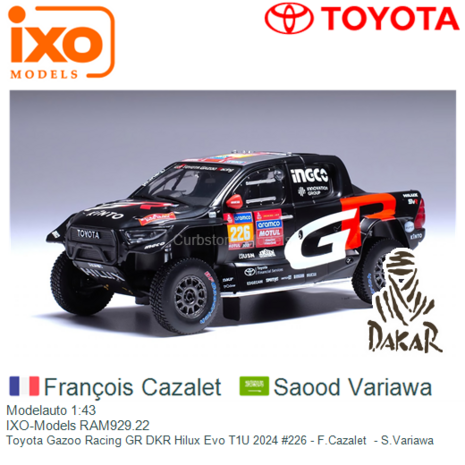 Modelauto 1:43 | IXO-Models RAM929.22 | Toyota Gazoo Racing GR DKR Hilux Evo T1U 2024 #226 - F.Cazalet  - S.Variawa 