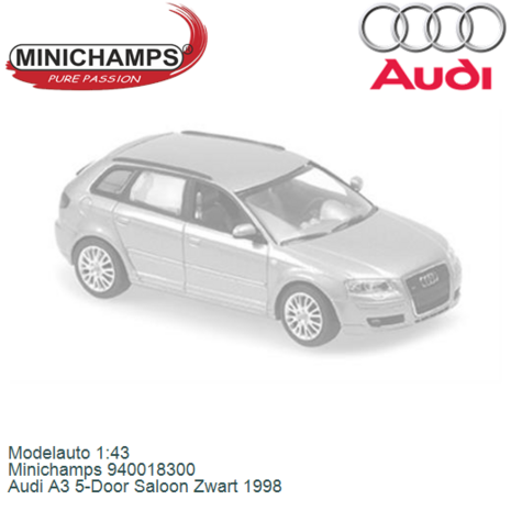 Modelauto 1:43 | Minichamps 940018300 | Audi A3 5-Door Saloon Zwart 1998