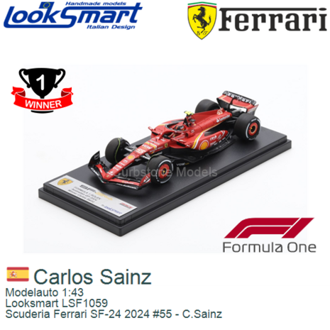 Modelauto 1:43 | Looksmart LSF1059 | Scuderia Ferrari SF-24 2024 #55 - C.Sainz
