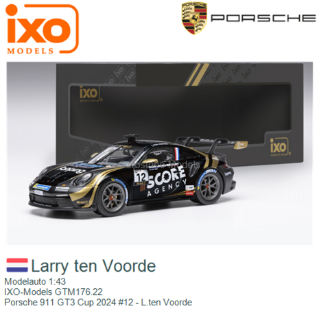 Modelauto 1:43 | IXO-Models GTM176.22 | Porsche 911 GT3 Cup 2024 #12 - L.ten Voorde
