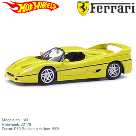 Modelauto 1:43 | Hotwheels 22179 | Ferrari F50 Berlinetta Yellow 1995