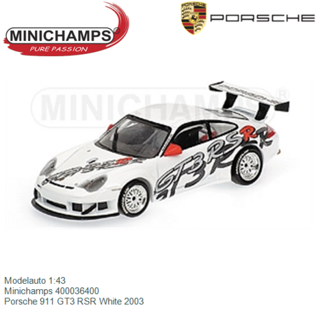 Modelauto 1:43 | Minichamps 400036400 | Porsche 911 GT3 RSR White 2003