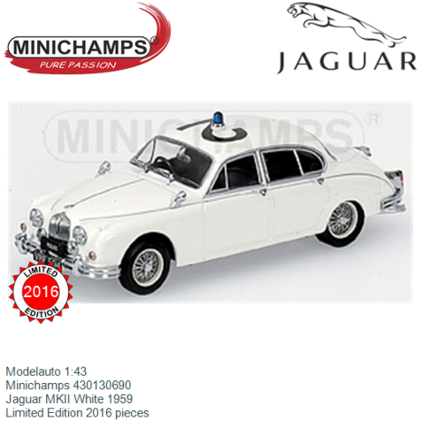 Modelauto 1:43 | Minichamps 430130690 | Jaguar MKII White 1959