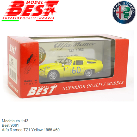 Modelauto 1:43 | Best 9061 | Alfa Romeo TZ1 Yellow 1965 #60