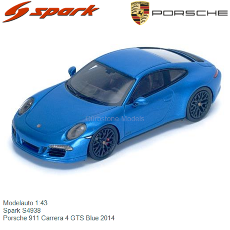 Modelauto 1:43 | Spark S4938 | Porsche 911 Carrera 4 GTS Blue 2014