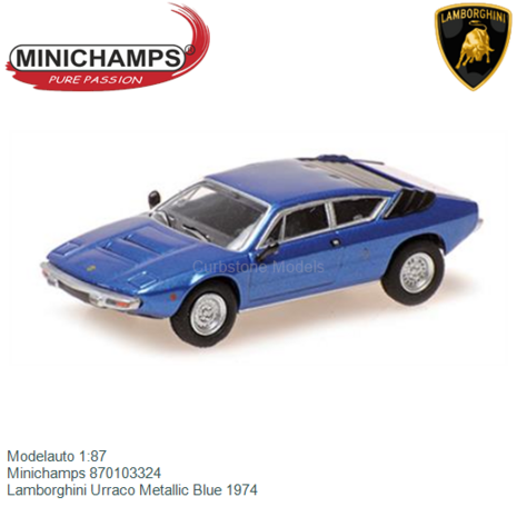Modelauto 1:87 | Minichamps 870103324 | Lamborghini Urraco Metallic Blue 1974