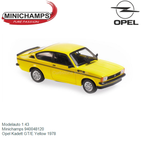Modelauto 1:43 | Minichamps 940048120 | Opel Kadett GT/E Yellow 1978