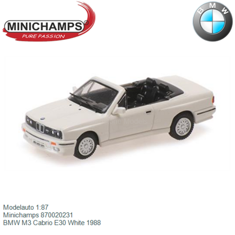 Modelauto 1:87 | Minichamps 870020231 | BMW M3 Cabrio E30 White 1988