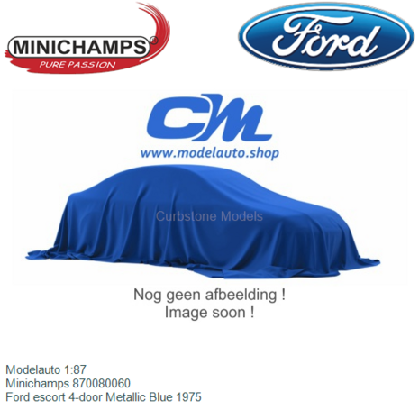 Modelauto 1:87 | Minichamps 870080060 | Ford escort 4-door Metallic Blue 1975
