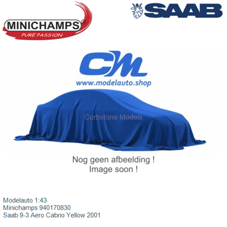 Modelauto 1:43 | Minichamps 940170830 | Saab 9-3 Aero Cabrio Yellow 2001